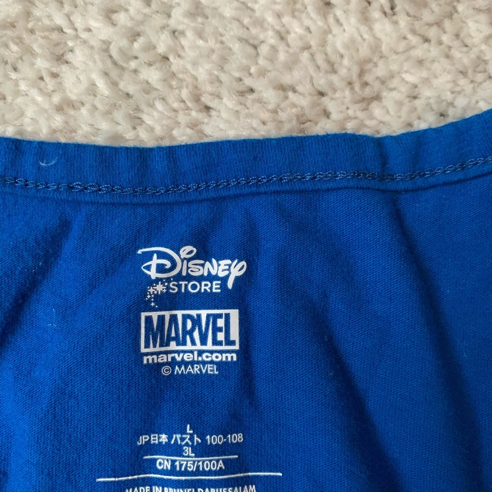 🎇🎆3for$9 Marvel x Disney Racerback tank; L;heroes on front, blue back. - Picture 4 of 4